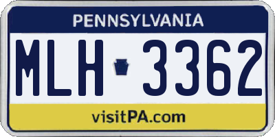 PA license plate MLH3362