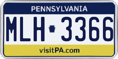 PA license plate MLH3366
