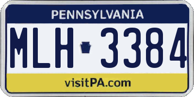 PA license plate MLH3384