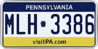 PA license plate MLH3386