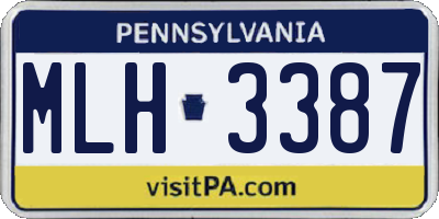 PA license plate MLH3387
