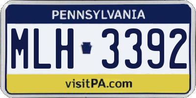 PA license plate MLH3392