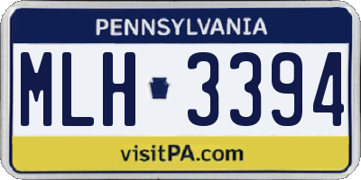 PA license plate MLH3394
