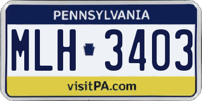 PA license plate MLH3403
