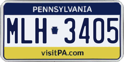 PA license plate MLH3405