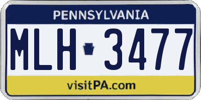 PA license plate MLH3477