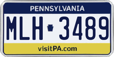 PA license plate MLH3489