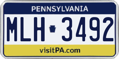 PA license plate MLH3492