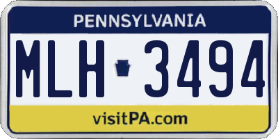 PA license plate MLH3494