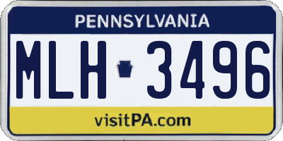 PA license plate MLH3496