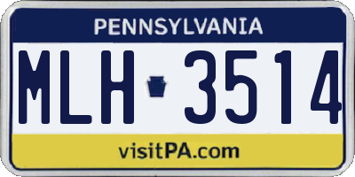 PA license plate MLH3514