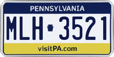 PA license plate MLH3521