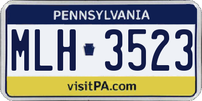 PA license plate MLH3523