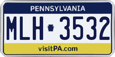 PA license plate MLH3532