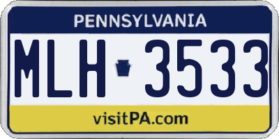 PA license plate MLH3533