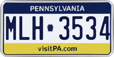 PA license plate MLH3534