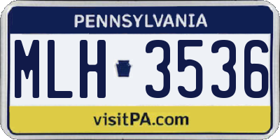 PA license plate MLH3536