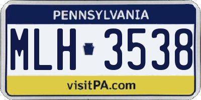 PA license plate MLH3538