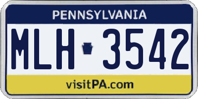 PA license plate MLH3542