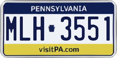 PA license plate MLH3551