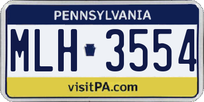 PA license plate MLH3554
