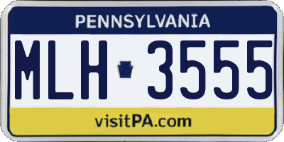 PA license plate MLH3555