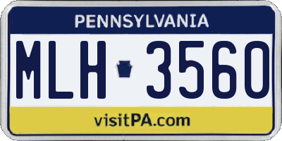 PA license plate MLH3560