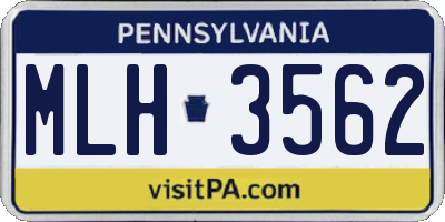 PA license plate MLH3562