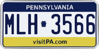 PA license plate MLH3566