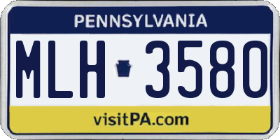 PA license plate MLH3580