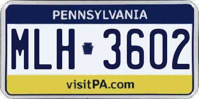 PA license plate MLH3602