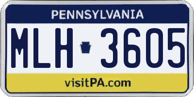 PA license plate MLH3605