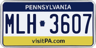 PA license plate MLH3607