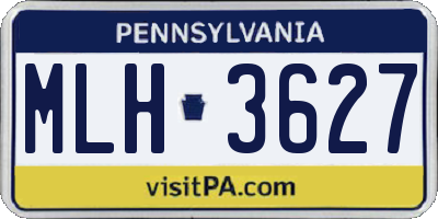 PA license plate MLH3627