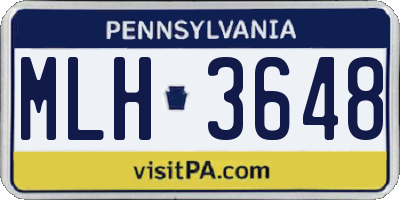 PA license plate MLH3648