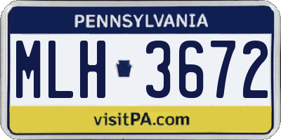 PA license plate MLH3672