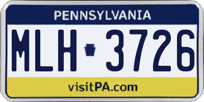 PA license plate MLH3726