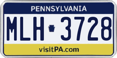 PA license plate MLH3728