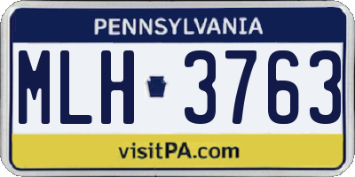 PA license plate MLH3763