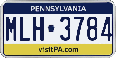 PA license plate MLH3784