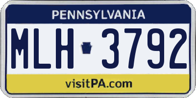 PA license plate MLH3792