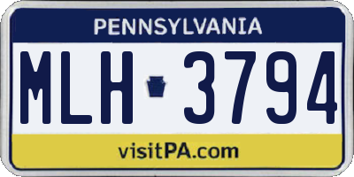PA license plate MLH3794