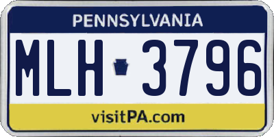 PA license plate MLH3796