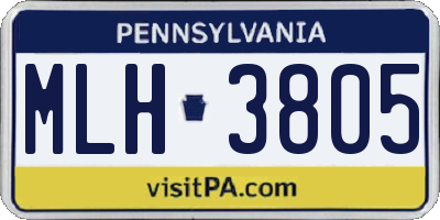 PA license plate MLH3805