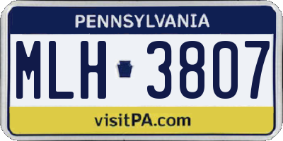 PA license plate MLH3807