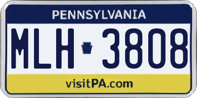 PA license plate MLH3808