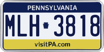 PA license plate MLH3818