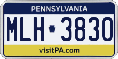 PA license plate MLH3830