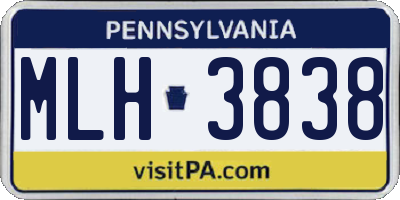 PA license plate MLH3838