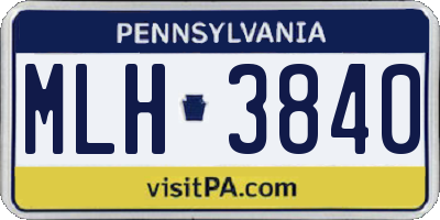 PA license plate MLH3840